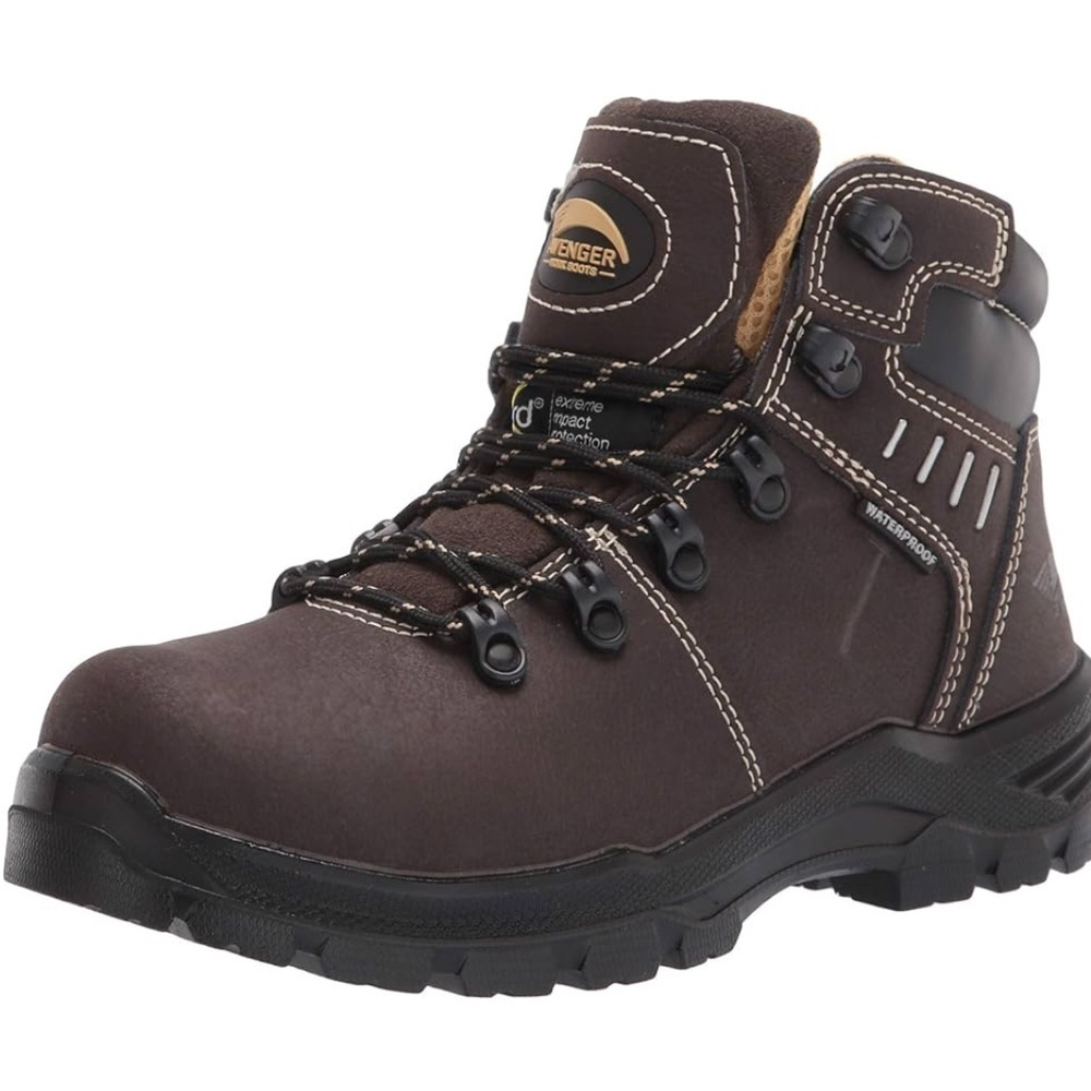 Avenger Brown Leather Boots with Rugged Sole (S01)